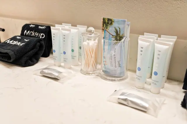 Skip the packing list the counter's already stocked with everything from soap to cotton swabs so you can travel light and still have what you need.