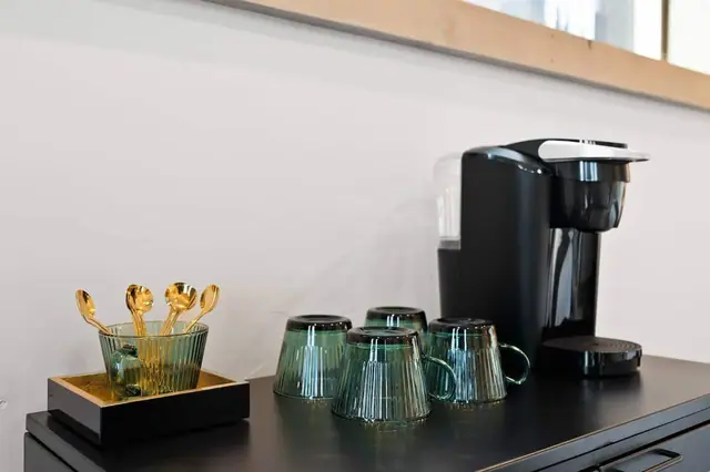 Pour your coffee before the sun's even up the coffee bar is stocked and ready before you head out for an early start at the park.