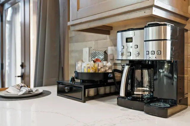 Pick your poison drip, Keurig, or French press, it's all here so nobody's waiting in line for caffeine before an early trailhead start.