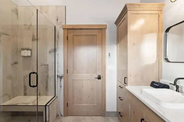 Step into the walk-in shower after a long day at the park and let the hot water do the rest built-in storage keeps your counter clear.