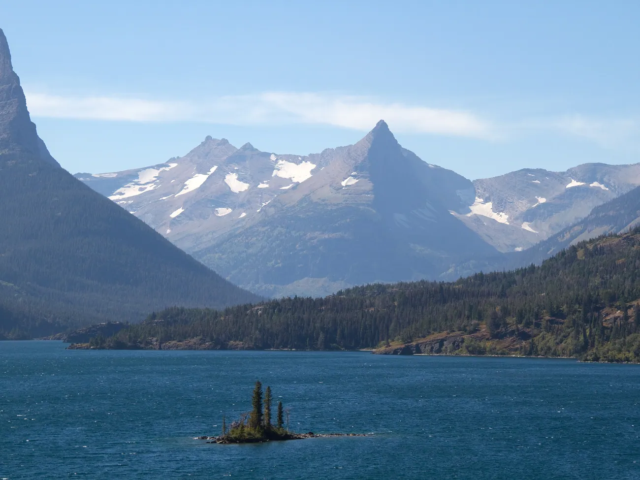 Wild Goose Island in Saint Mary Lake, the peaks of Glacier beyond