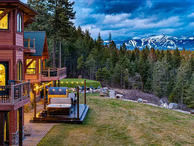 Head down to your hot tub deck as the sky turns blue-hour and the string lights click on.