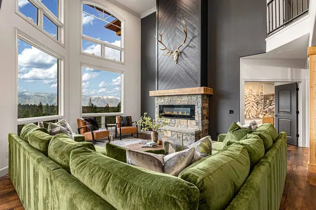 Light the gas fireplace and let the daytime mountain view fill the window while you settle in.